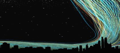 5G radio bandwidth visualized over a cityscape