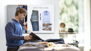 retail digital signage influences purchases in men's clothing store