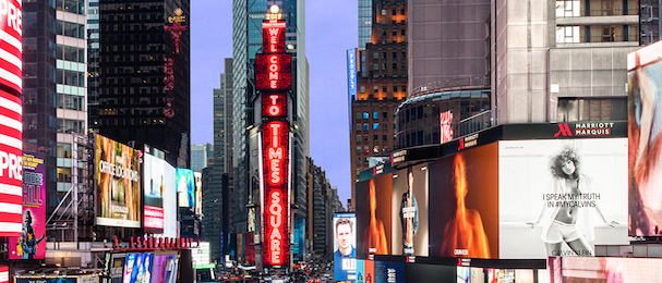 Cityscape with LED billboards